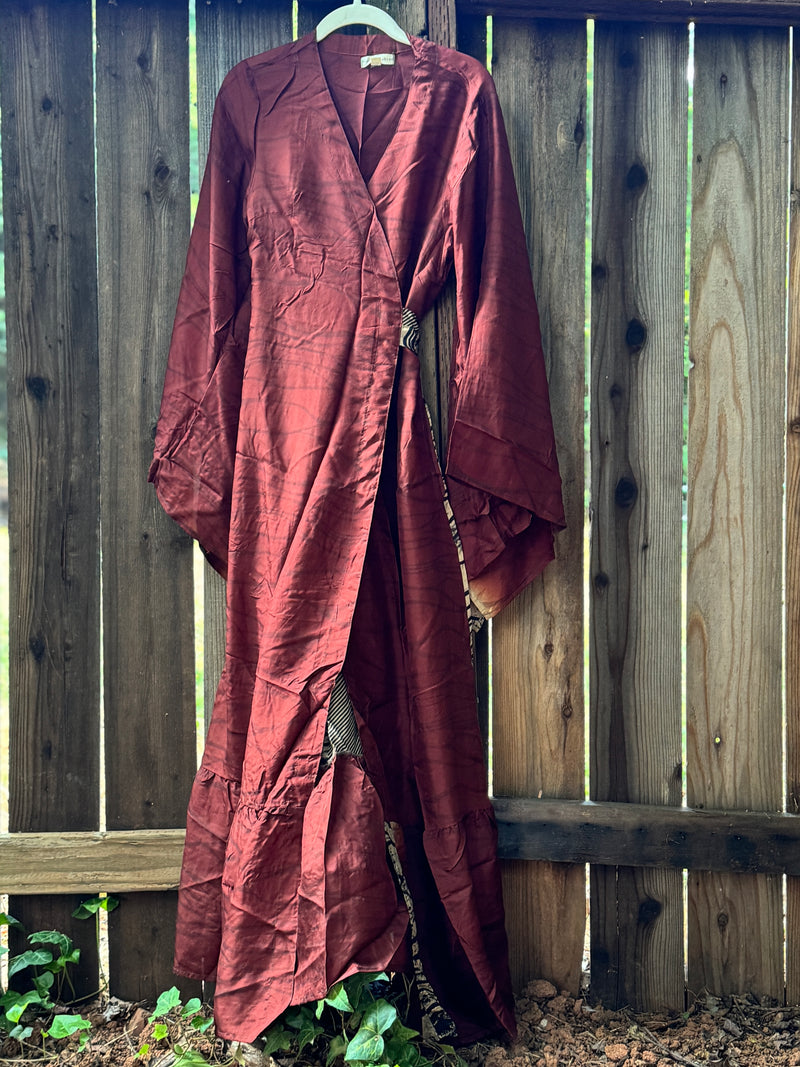 Femme Kimono Wrap Dress- Cinnamon Spice - L