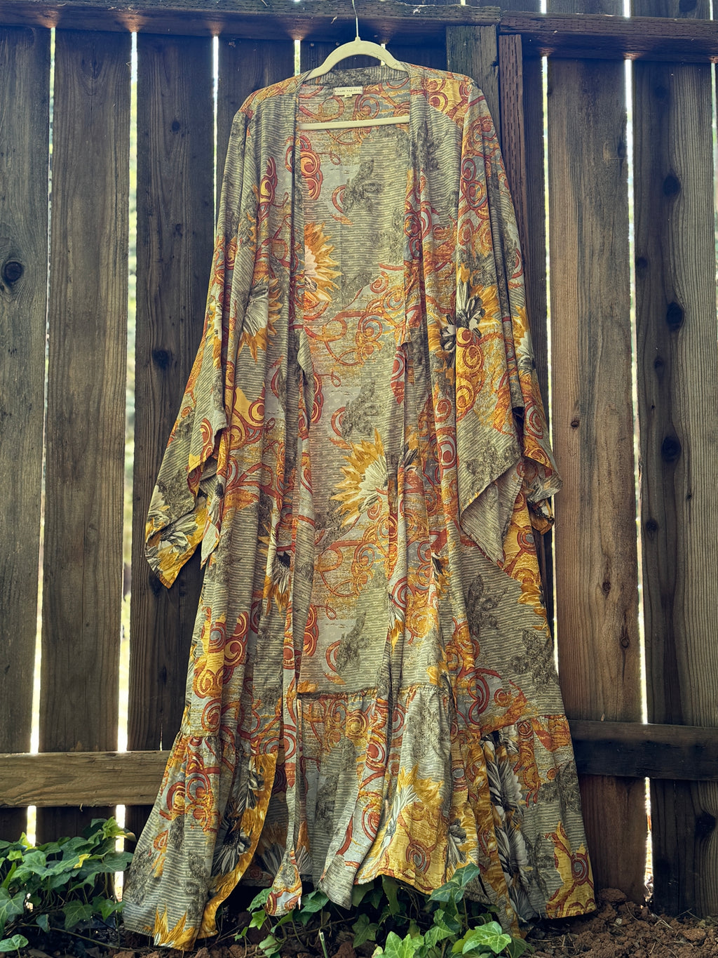 Femme Kimono Wrap Dress- Sunflower Collage - XL