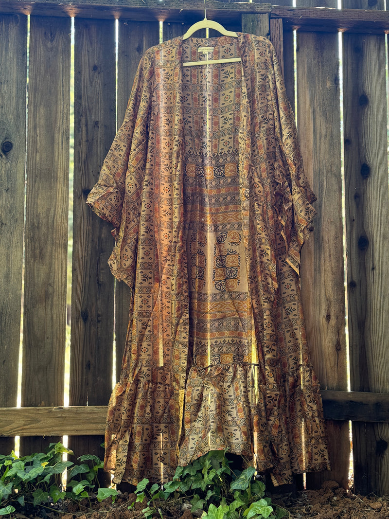 Femme Kimono Wrap Dress- Ikat Vibes - L